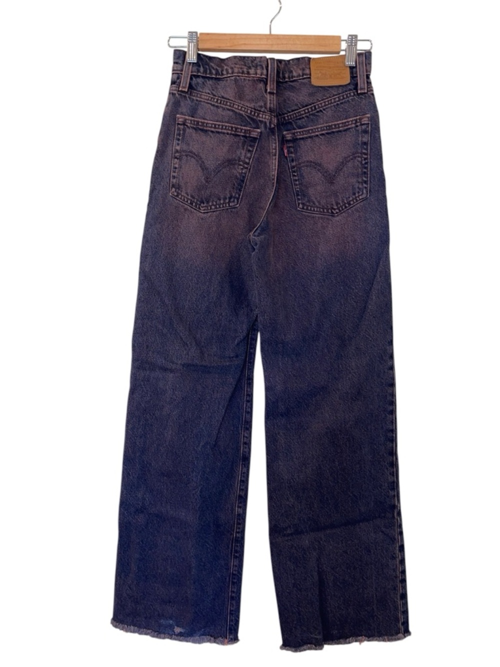 Levi's Women’s Purple Distressed Ribcage Wide Leg Denim Jeans Size 25